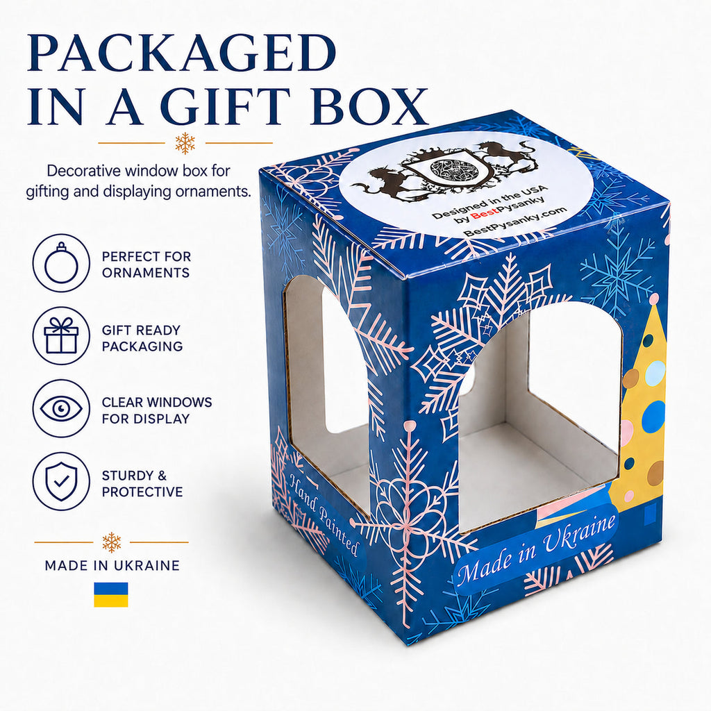 Gift box packaging for white lilies golden glass Christmas ornament