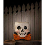 Rear view of Mr. Albert Skully bucket showing its hand-painted papier-mâché construction.