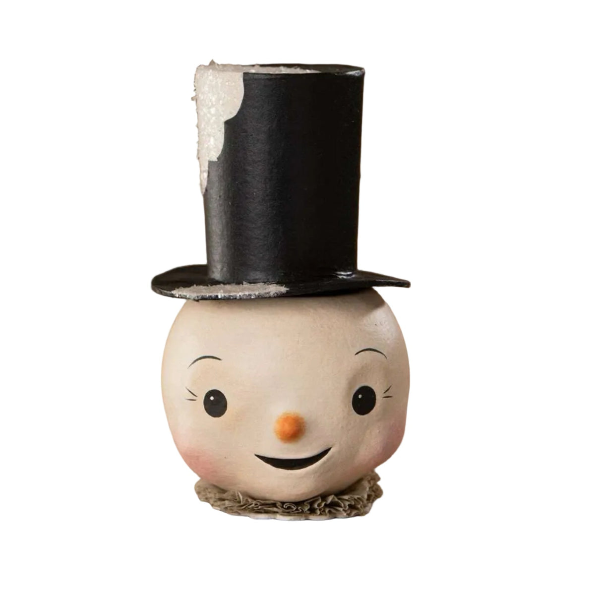 Mr. Snowman vintage-inspired Christmas container by Bethany Lowe Designs with tall black top hat