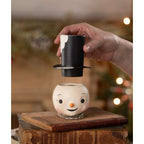 Mr. Snowman Christmas container with removable black top hat revealing hidden compartment