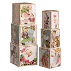 Set of six vintage-inspired Christmas postcard nesting blocks by Bethany Lowe Designs
