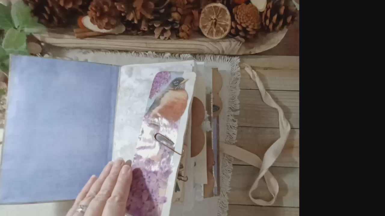 Wings in the Weathered Woods – Handmade Bird Junk Journal | Eco Printed, Rust Printed & Naturally Dyed Papers