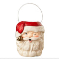 Tall Santa vintage-inspired Christmas bucket by Bethany Lowe Designs with wire handle and winking face