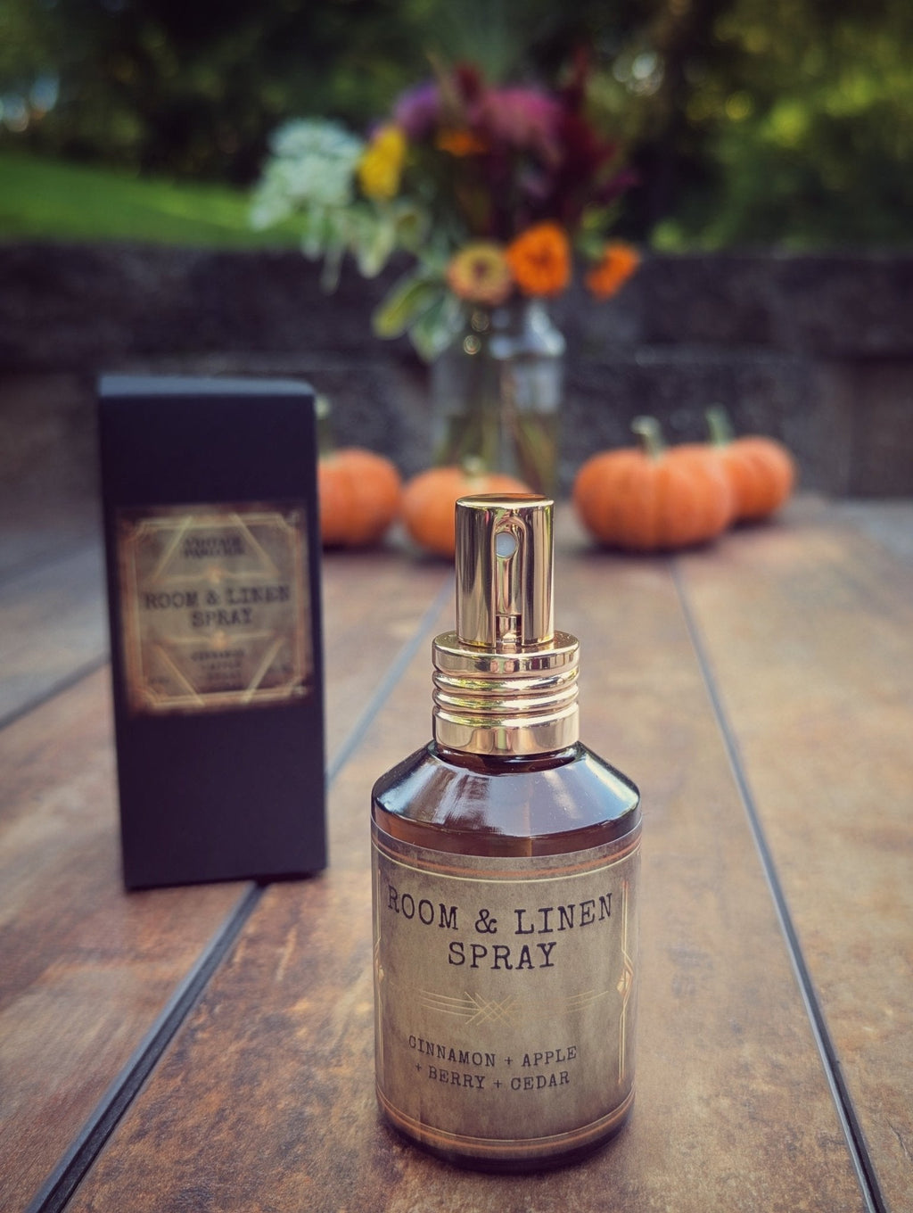 Cinnamon apple berry and cedar room and linen spray with vintage packaging